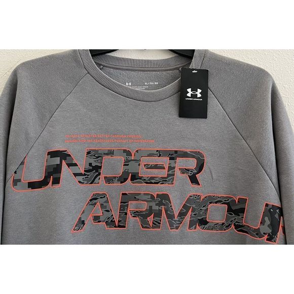 Under Armour 1366306 Mens Sz XL UA Rival Fleece Camo Script Crew Sweatshirt - Picture 4 of 5